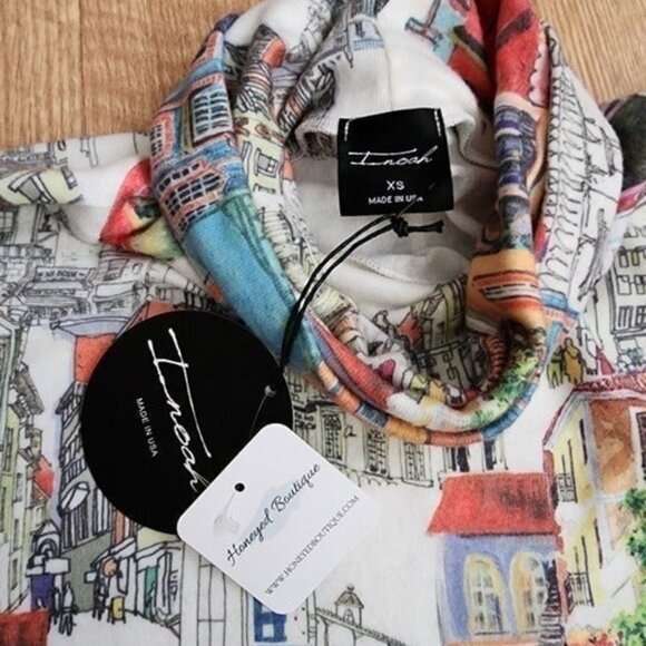 Inoah NWT Dolman  XS Village Pattern Cowl Neck Pullover - Picture 9 of 11